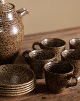 11pc Speckled Stoneware Tea Set, France, 1970s - Lone Fox