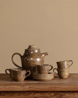 11pc Speckled Stoneware Tea Set, France, 1970s - Lone Fox