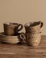 11pc Speckled Stoneware Tea Set, France, 1970s - Lone Fox