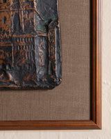 Copper Mounted Cityscape Repoussé mounted on Mink Linen, 1960's