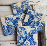 Delft Mermaids Stone Coasters