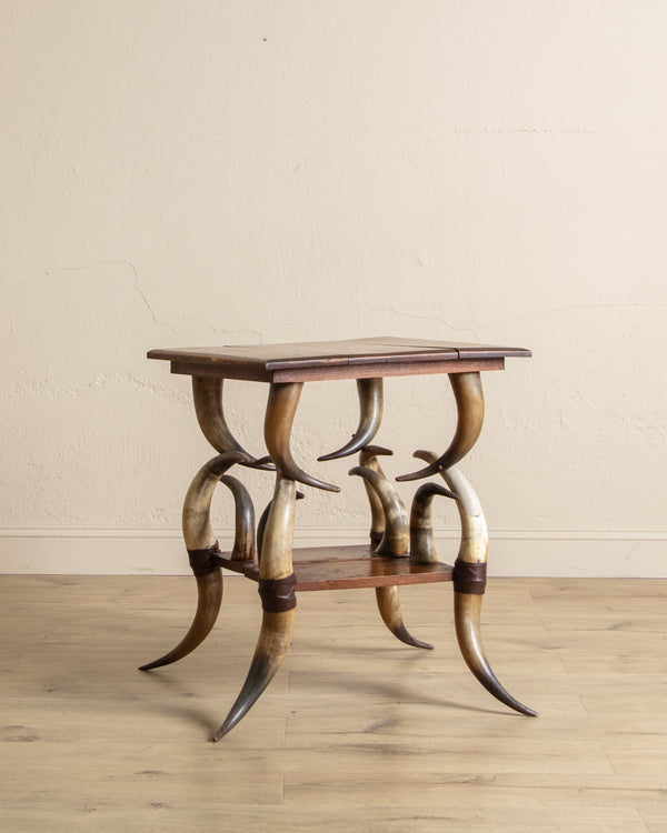 Early 20th Century Horn & Oak Accent Table