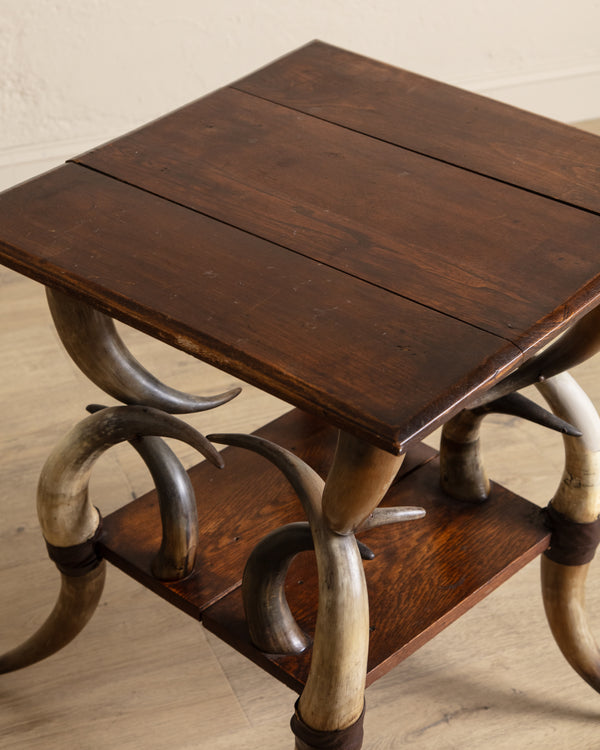 Early 20th Century Horn & Oak Accent Table