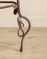 Set of 2 Hand Forged Spanish Twisted Iron Barstools, 1950's