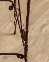 Set of 2 Hand Forged Spanish Twisted Iron Barstools, 1950's