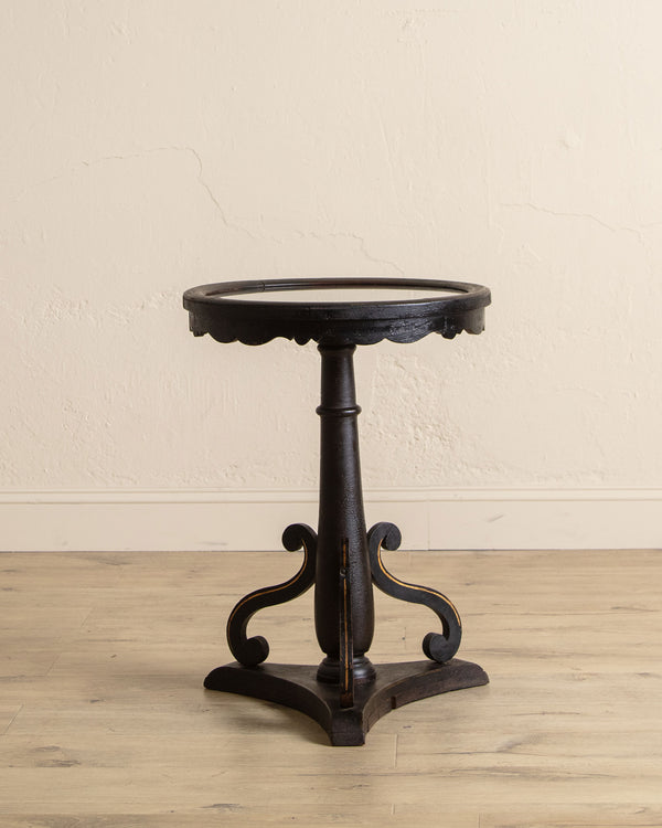 Black Painted Glass Top Side Table, France, 19th Century