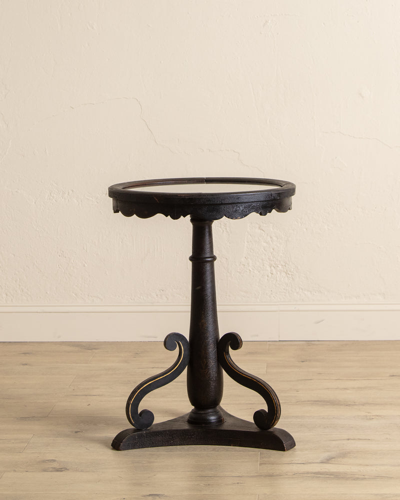 Black Painted Glass Top Side Table, France, 19th Century