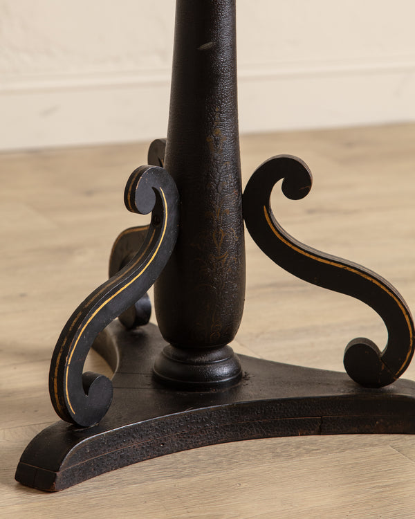 Black Painted Glass Top Side Table, France, 19th Century