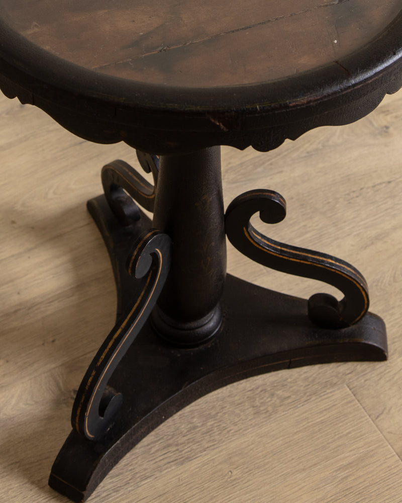 Black Painted Glass Top Side Table, France, 19th Century