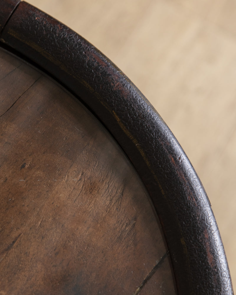Black Painted Glass Top Side Table, France, 19th Century