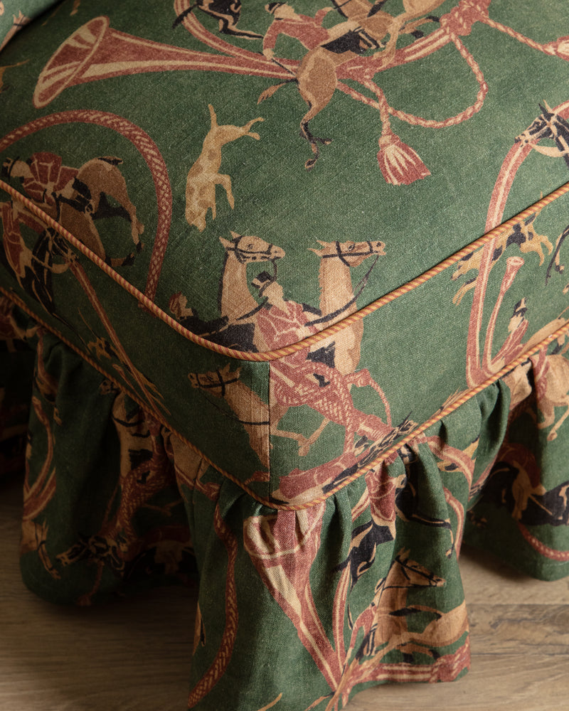 Skirted Slipper Chair in Green Derby Upholstery, Denmark, 1950's