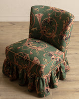 Skirted Slipper Chair in Green Derby Upholstery, Denmark, 1950's
