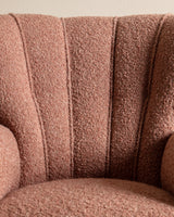 Danish Wingback Armchair in Chunky Pink Boucle, Denmark, 1950's