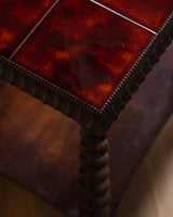 Scandinavian Turned Oak & Tile Side Table, 1940's