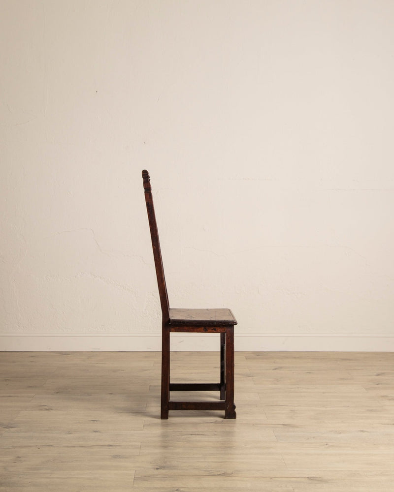 17th Century Inlaid Carved Walnut Side Chair, Italy (2 Available) - Lone Fox