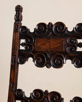 17th Century Inlaid Carved Walnut Side Chair, Italy (2 Available) - Lone Fox
