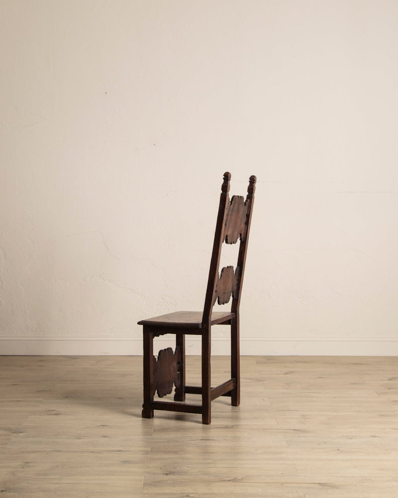 17th Century Inlaid Carved Walnut Side Chair, Italy (2 Available) - Lone Fox