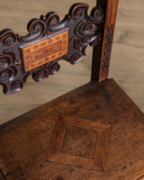 17th Century Inlaid Carved Walnut Side Chair, Italy (2 Available) - Lone Fox