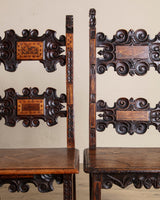 17th Century Inlaid Carved Walnut Side Chair, Italy (2 Available) - Lone Fox