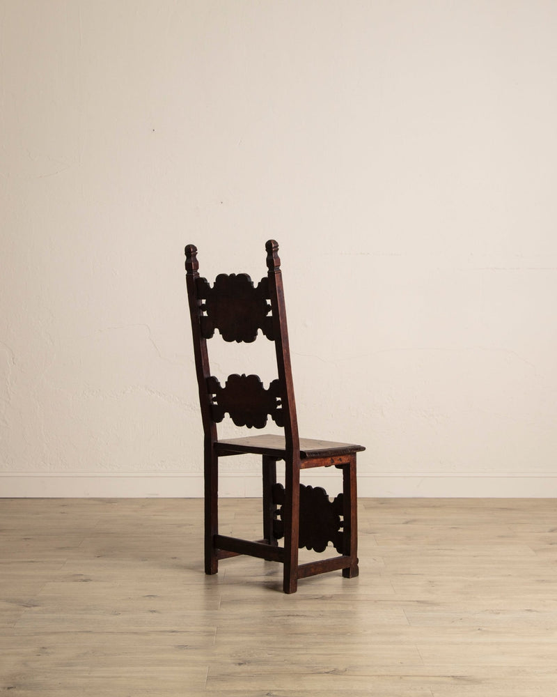 17th Century Inlaid Carved Walnut Side Chair, Italy (2 Available) - Lone Fox
