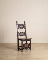 17th Century Inlaid Carved Walnut Side Chair, Italy (2 Available) - Lone Fox