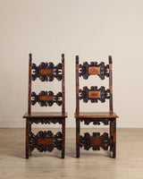 17th Century Inlaid Carved Walnut Side Chair, Italy (2 Available) - Lone Fox
