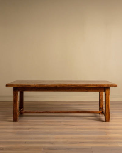 Brutalist Solid Oak 86" Farm Table, France, 1960's