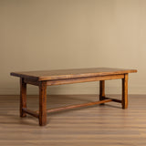 Brutalist Solid Oak 86" Farm Table, France, 1960's
