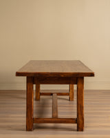 Brutalist Solid Oak 86" Farm Table, France, 1960's