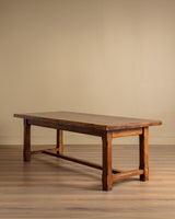 Brutalist Solid Oak 86" Farm Table, France, 1960's