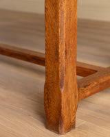 Brutalist Solid Oak 86" Farm Table, France, 1960's