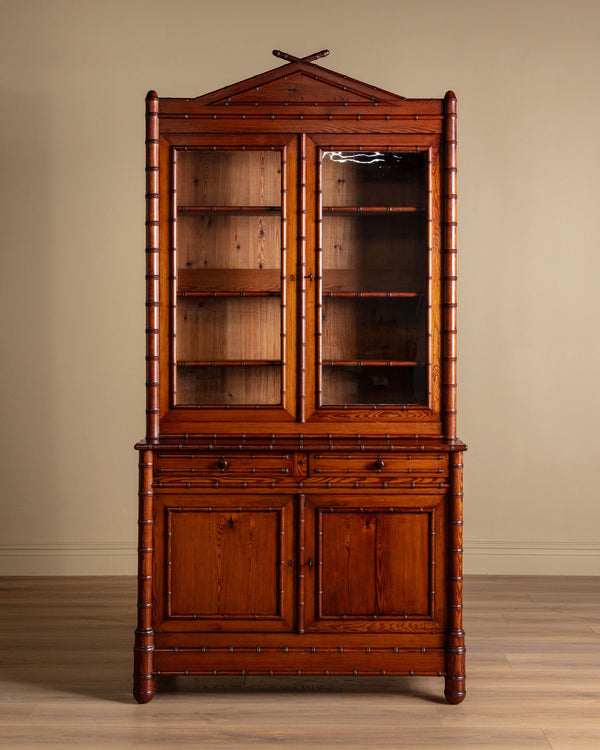 French Faux Bamboo Two-Piece Hutch, Late 19th Century