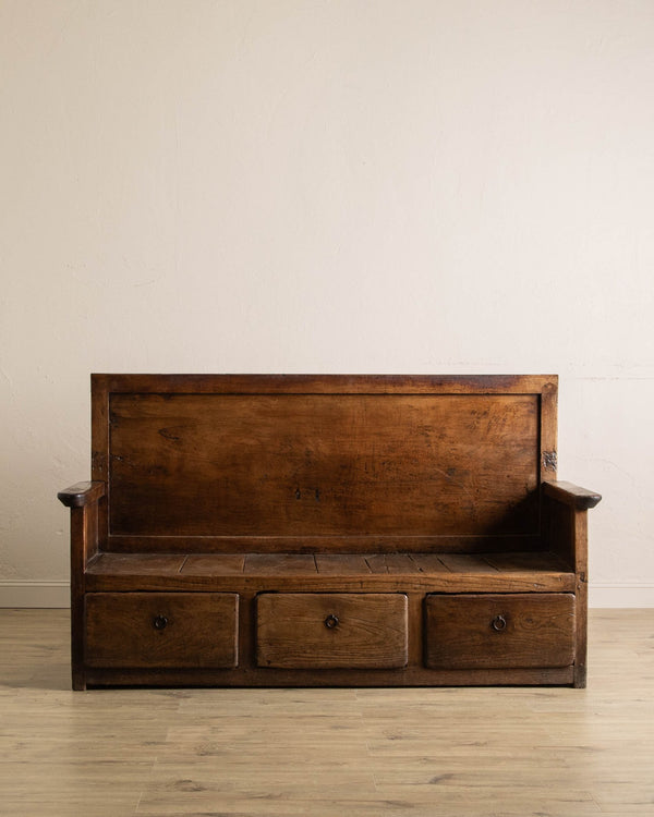 18th Century Large Dutch Oak Settle Bench - Lone Fox