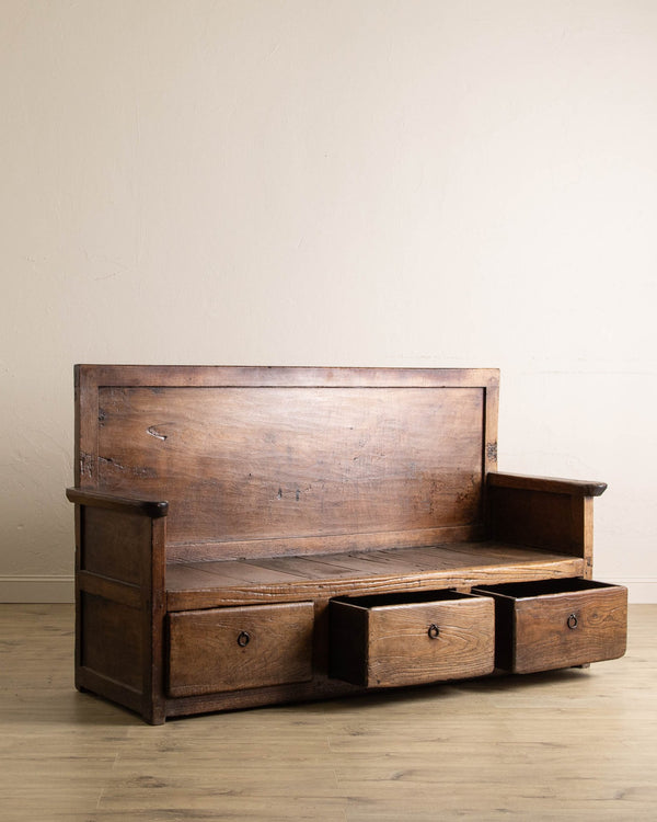 18th Century Large Dutch Oak Settle Bench - Lone Fox