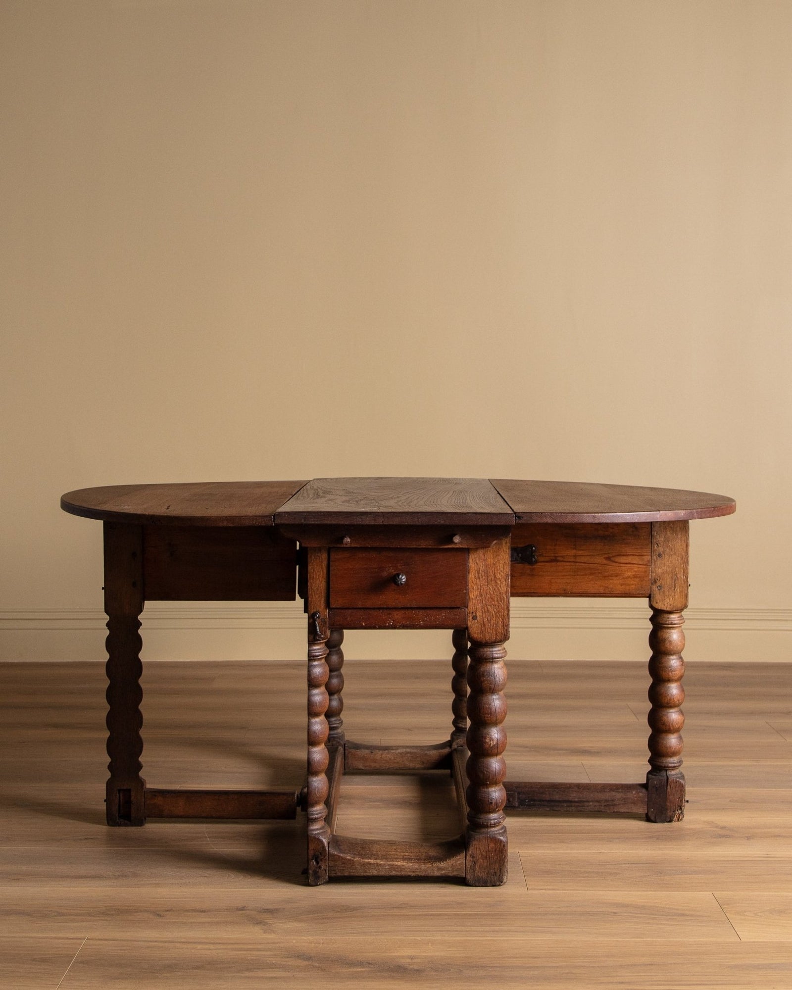 18th Century Red Oak Gate Leg Bobbin Leg Table, Denmark – Lone Fox