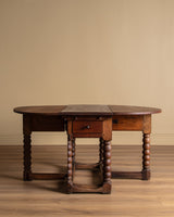 18th Century Red Oak Gate Leg Bobbin Leg Table, Denmark - Lone Fox