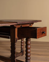 18th Century Red Oak Gate Leg Bobbin Leg Table, Denmark - Lone Fox