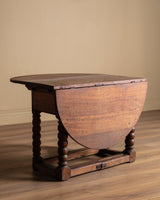 18th Century Red Oak Gate Leg Bobbin Leg Table, Denmark - Lone Fox