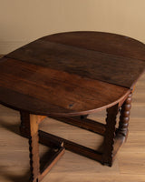 18th Century Red Oak Gate Leg Bobbin Leg Table, Denmark - Lone Fox