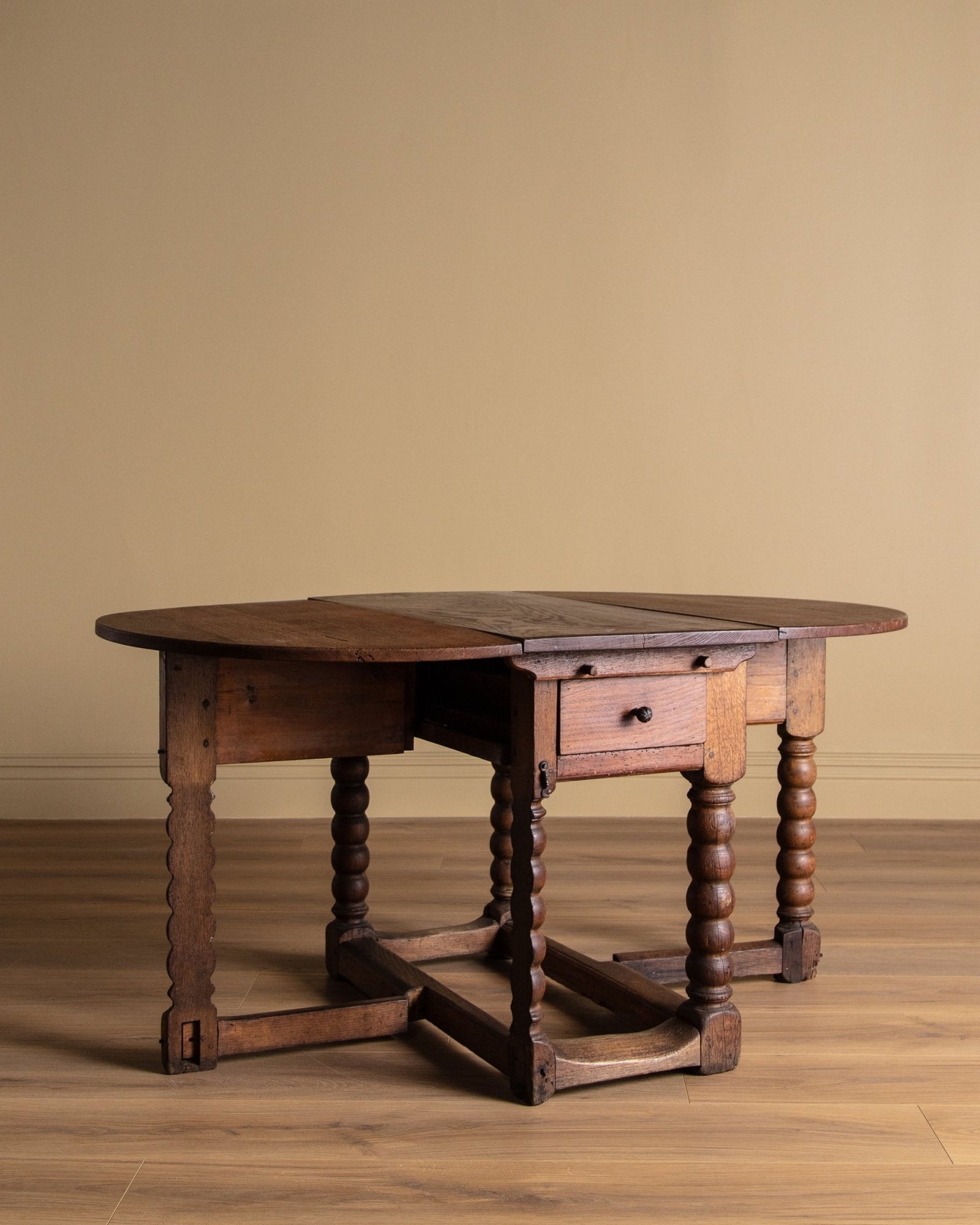 18th Century Red Oak Gate Leg Bobbin Leg Table, Denmark – Lone Fox