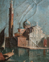 18th Century Ventian Lagoon Oil Painting in Dutch Ripple Frame, Italy - Lone Fox