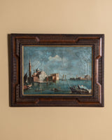 18th Century Ventian Lagoon Oil Painting in Dutch Ripple Frame, Italy - Lone Fox