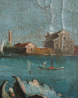 18th Century Ventian Lagoon Oil Painting in Dutch Ripple Frame, Italy - Lone Fox