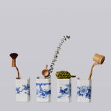 1920s Blue and White Porcelain Pheasant Square Vase - Lone Fox