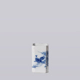 1920s Blue and White Porcelain Pheasant Square Vase - Lone Fox