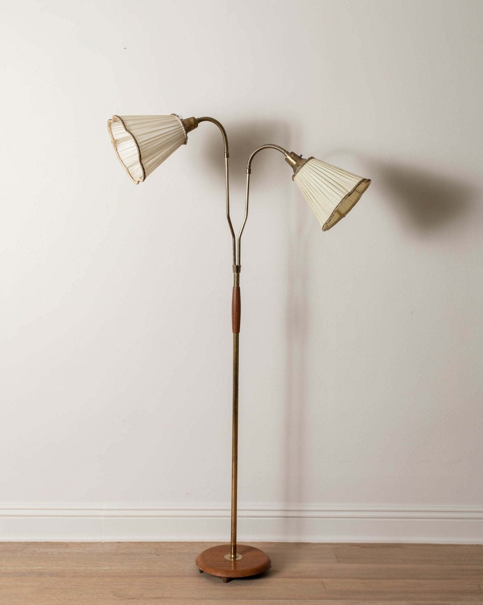 1950's Swedish Teak & Brass Floor Lamp - Lone Fox