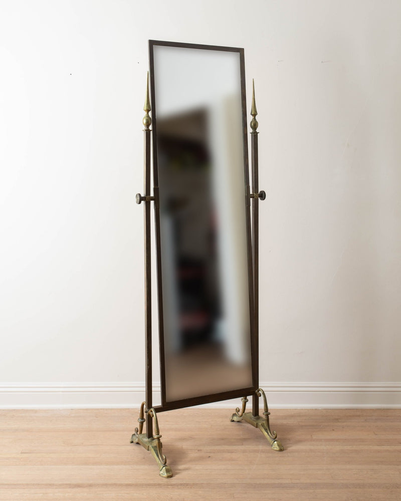 1960's Solid Brass Sculptural Cheval Mirror - Lone Fox