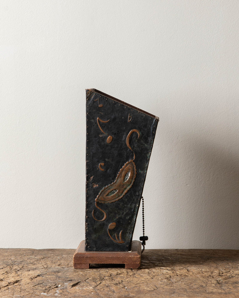 1960's Stamped Copper Masquerade Lamp - Lone Fox