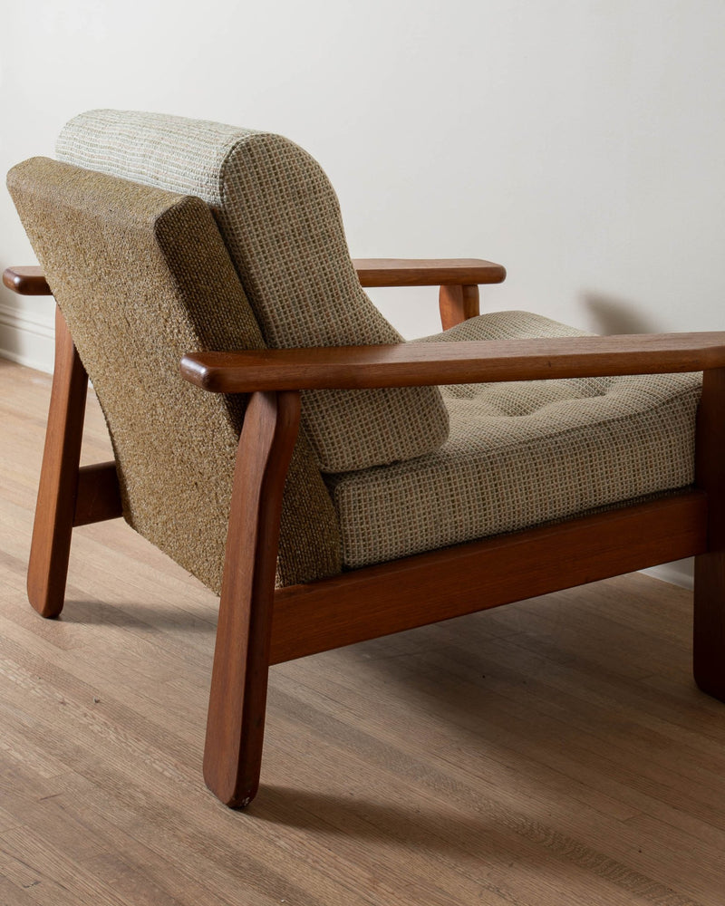 1970's Danish Teak Armchairs in Contrast Chenille Upholstery (Pair) - Lone Fox