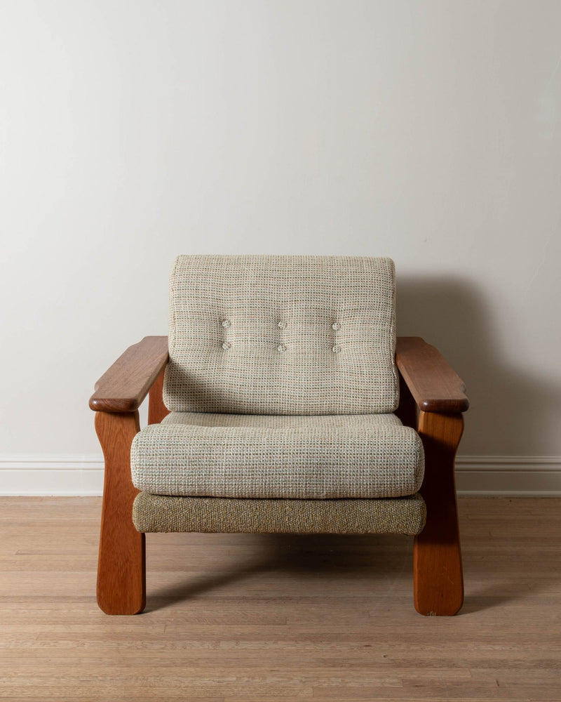 1970's Danish Teak Armchairs in Contrast Chenille Upholstery (Pair) - Lone Fox